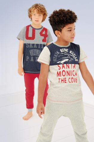 Navy & Grey State Side Pyjamas Two Pack (3-16yrs)
